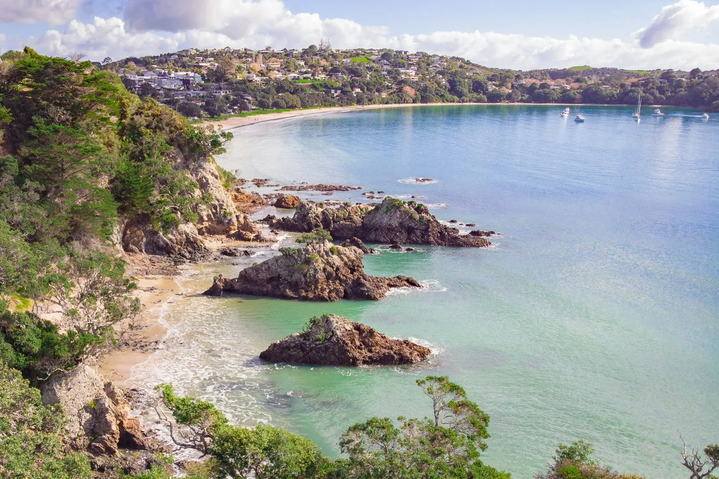 La costa di Waiheke Island vista dall’alto